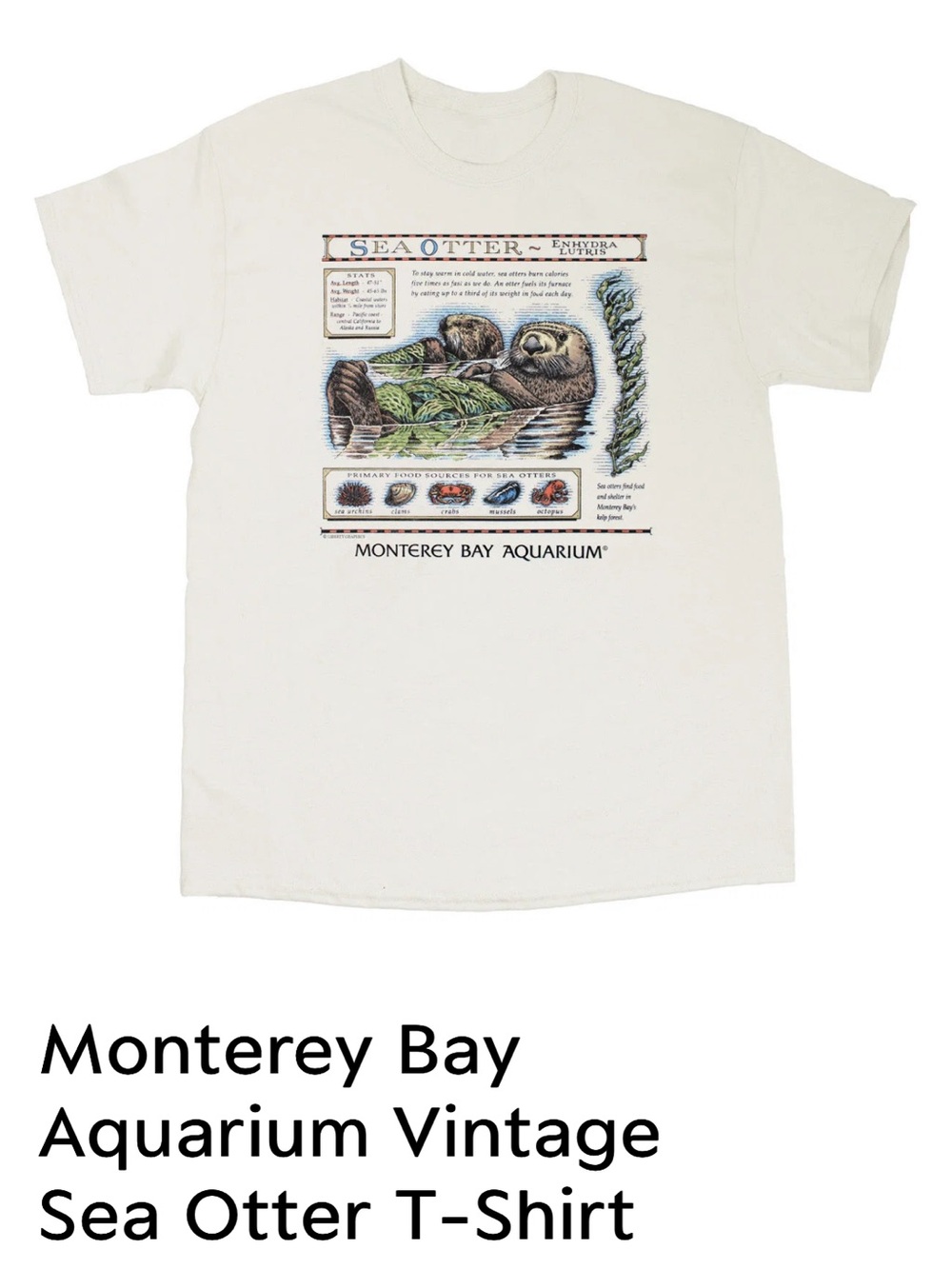 Monterey Bay adult Otter Graphic T-Shirt - Cream size small Taylor swift